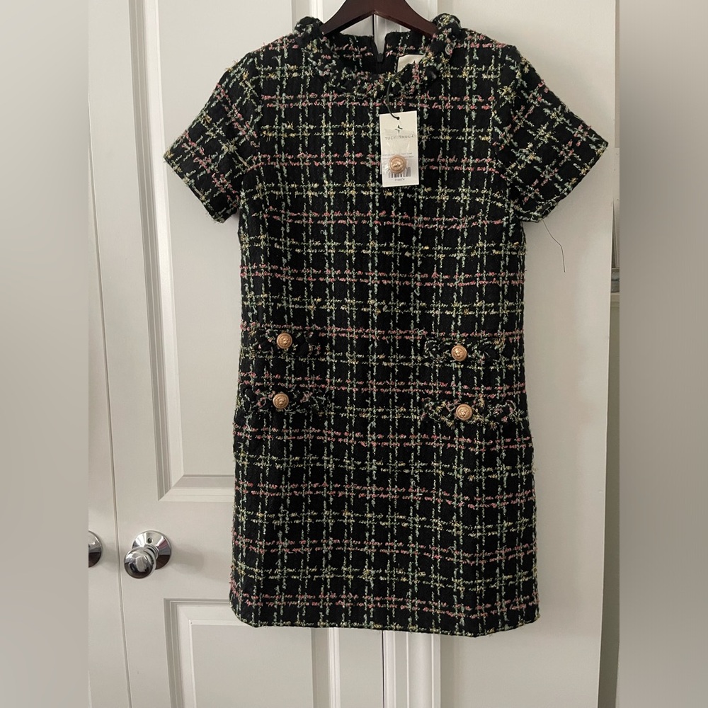 Tuckernuck Black and Green Tweed Mini Dress